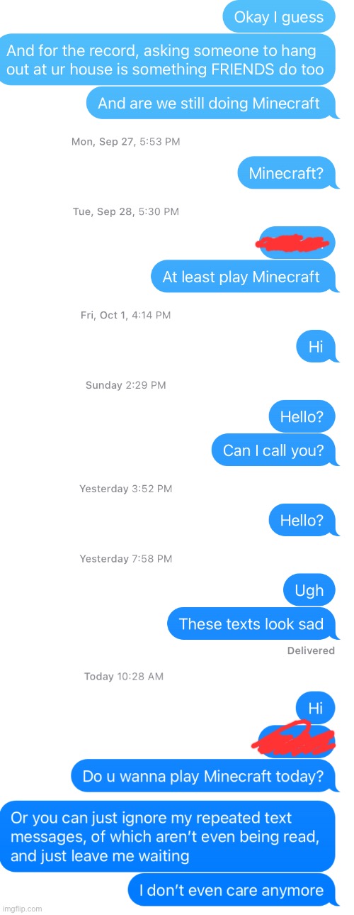 Me and my crushes text messages… | image tagged in blurred out names,sad | made w/ Imgflip meme maker
