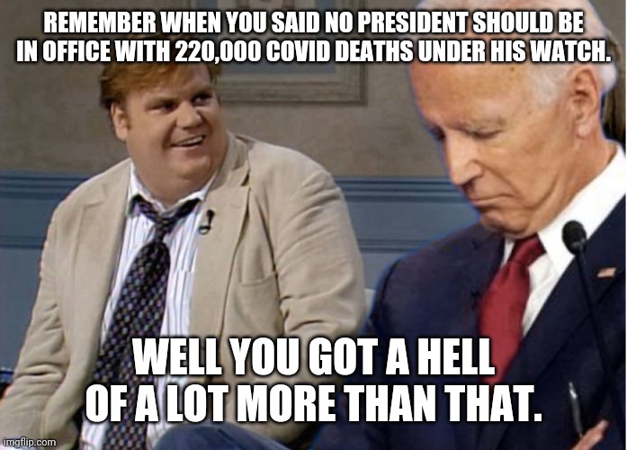 More deaths under Biden already this year than all of last year. | REMEMBER WHEN YOU SAID NO PRESIDENT SHOULD BE IN OFFICE WITH 220,000 COVID DEATHS UNDER HIS WATCH. WELL YOU GOT A HELL OF A LOT MORE THAN THAT. | image tagged in memes | made w/ Imgflip meme maker