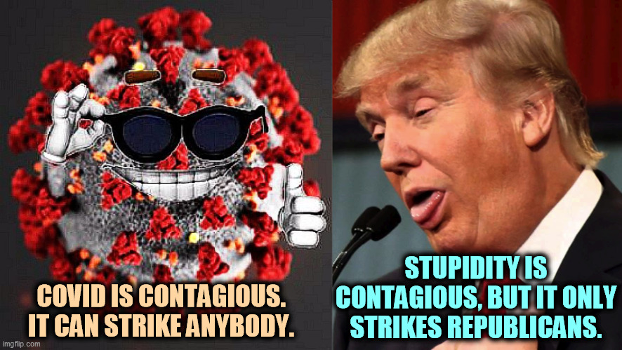 STUPIDITY IS CONTAGIOUS, BUT IT ONLY STRIKES REPUBLICANS. COVID IS CONTAGIOUS.
IT CAN STRIKE ANYBODY. | image tagged in covid virus smile,covid-19,stupidity,trump | made w/ Imgflip meme maker