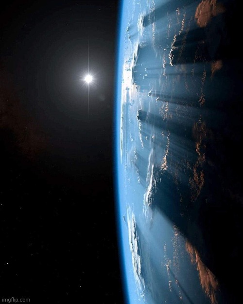 Sunset from orbit | image tagged in space,orbit,sunset,awesome,pic | made w/ Imgflip meme maker