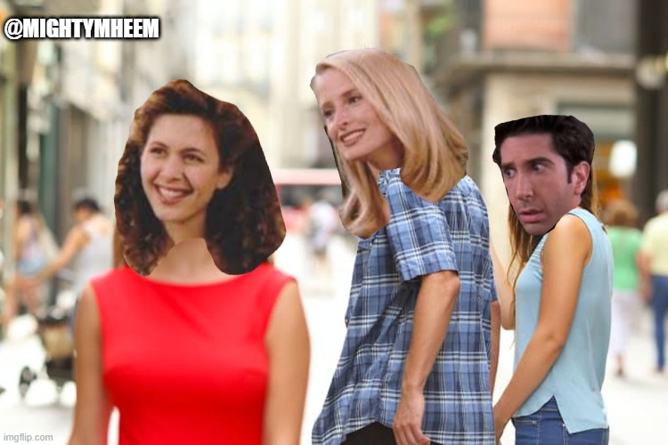 F.R.I.E.N.D.S Ross, Carol and Susan | @MIGHTYMHEEM | image tagged in memes,distracted boyfriend | made w/ Imgflip meme maker