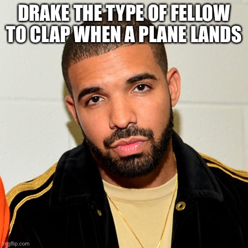 Drake | DRAKE THE TYPE OF FELLOW TO CLAP WHEN A PLANE LANDS | image tagged in drake,funny,meme,organic | made w/ Imgflip meme maker