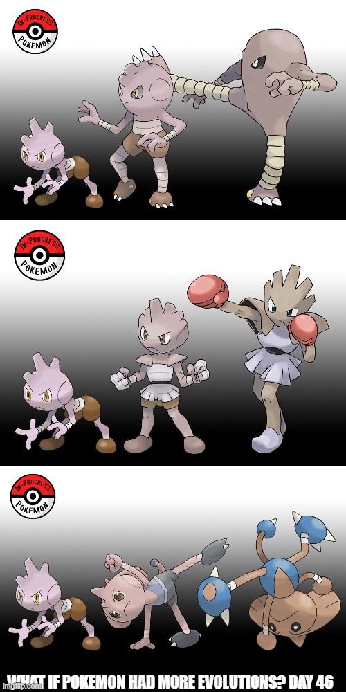 Check the tags Pokemon more evolutions for each new one. | WHAT IF POKEMON HAD MORE EVOLUTIONS? DAY 46 | image tagged in memes,blank transparent square,pokemon more evolutions,hitmonlee,pokemon,why are you reading this | made w/ Imgflip meme maker