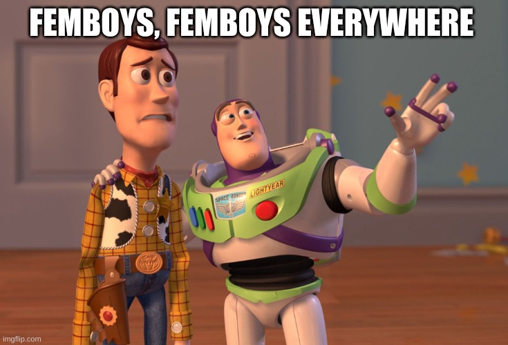 X, X Everywhere Meme | FEMBOYS, FEMBOYS EVERYWHERE | image tagged in memes,x x everywhere | made w/ Imgflip meme maker