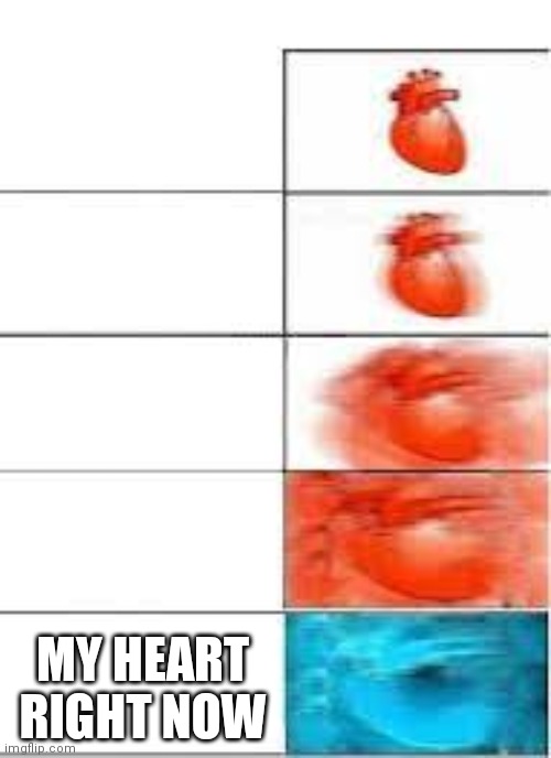 The most extreme heart racing | MY HEART RIGHT NOW | image tagged in the most extreme heart racing | made w/ Imgflip meme maker