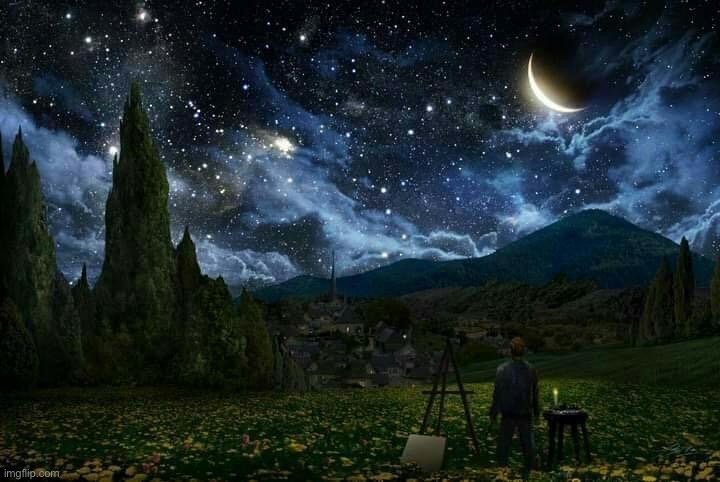 Starry Night redux | image tagged in starry night redux | made w/ Imgflip meme maker