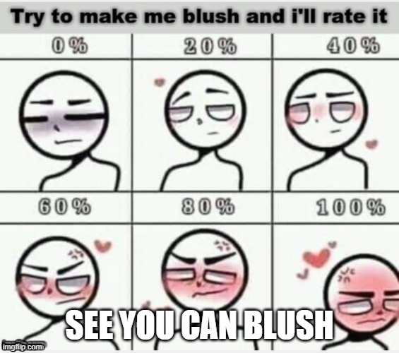 See you can blush | SEE YOU CAN BLUSH | image tagged in make me blush | made w/ Imgflip meme maker