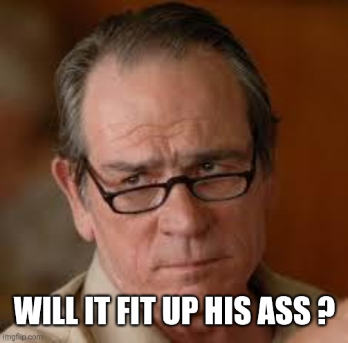 my face when someone asks a stupid question | WILL IT FIT UP HIS ASS ? | image tagged in my face when someone asks a stupid question | made w/ Imgflip meme maker