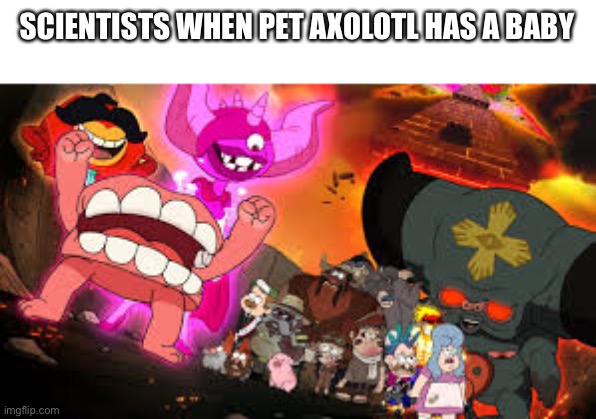 SCIENTISTS WHEN PET AXOLOTL HAS A BABY | image tagged in axolotl,memes | made w/ Imgflip meme maker