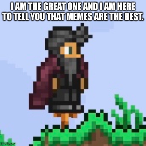 I AM THE GREAT ONE AND I AM HERE TO TELL YOU THAT MEMES ARE THE BEST. | made w/ Imgflip meme maker