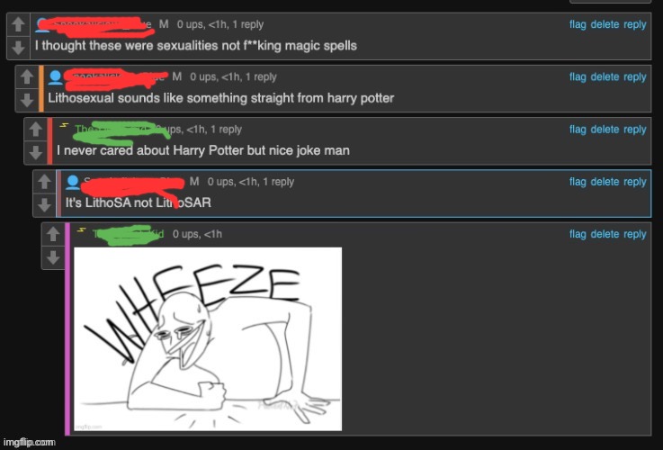 Today’s troll- a user, who, instead of being willing to learn, assumed that lithosexuality was ‘a magic spell straight from Harr | made w/ Imgflip meme maker