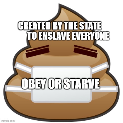 COVID SCAMDEMIC | CREATED BY THE STATE            TO ENSLAVE EVERYONE; OBEY OR STARVE | image tagged in covid scamdemic | made w/ Imgflip meme maker