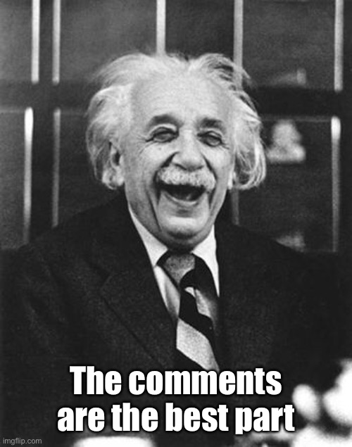 Einstein laugh | The comments are the best part | image tagged in einstein laugh | made w/ Imgflip meme maker