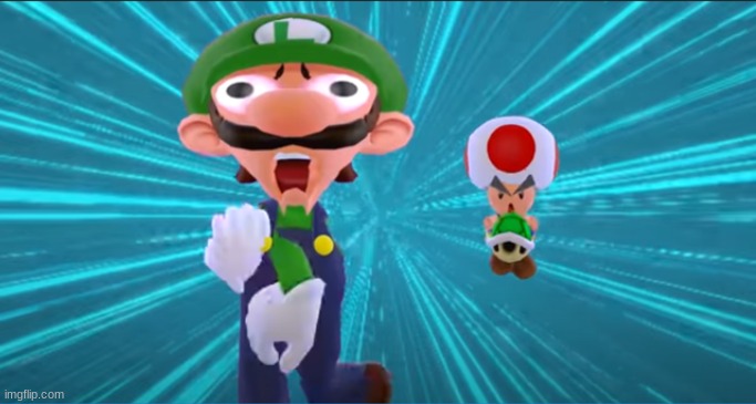 Toad chasing Luigi | image tagged in toad chasing luigi | made w/ Imgflip meme maker