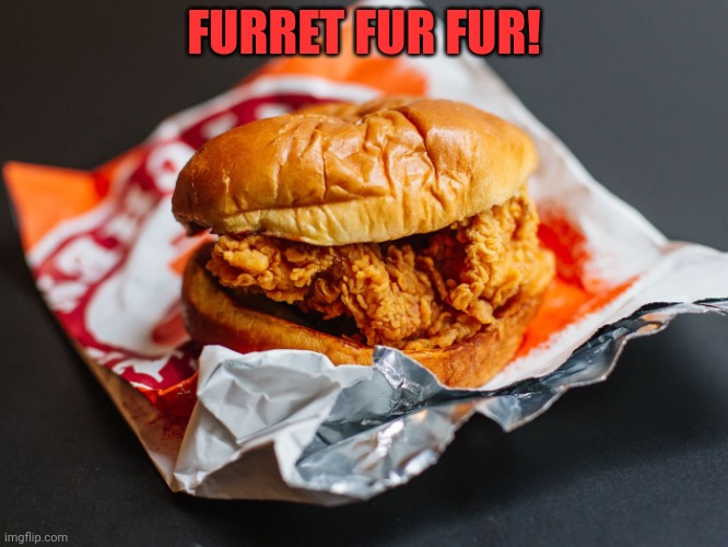 Popeyes chicken sandwich | FURRET FUR FUR! | image tagged in popeyes chicken sandwich | made w/ Imgflip meme maker