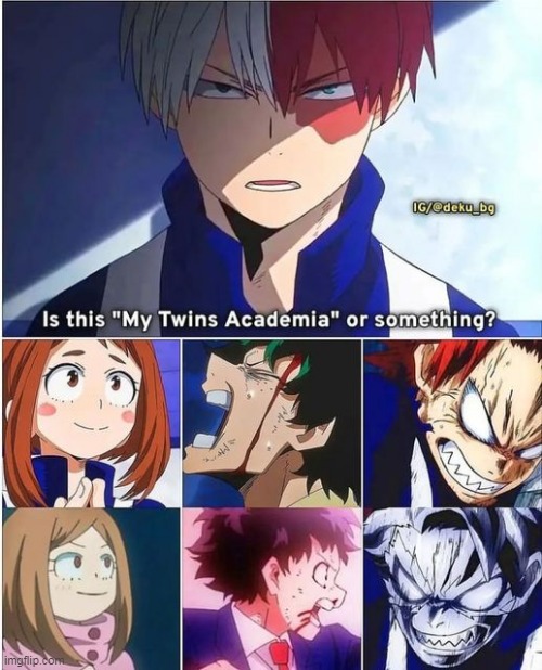 Twin academia | image tagged in memes,anime,mha | made w/ Imgflip meme maker