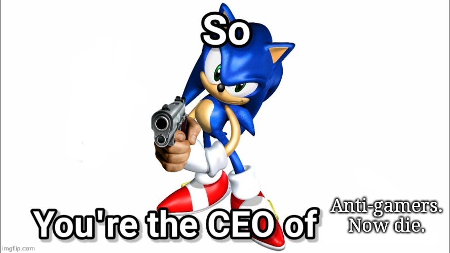 E | Anti-gamers. Now die. | image tagged in so you're the ceo of | made w/ Imgflip meme maker