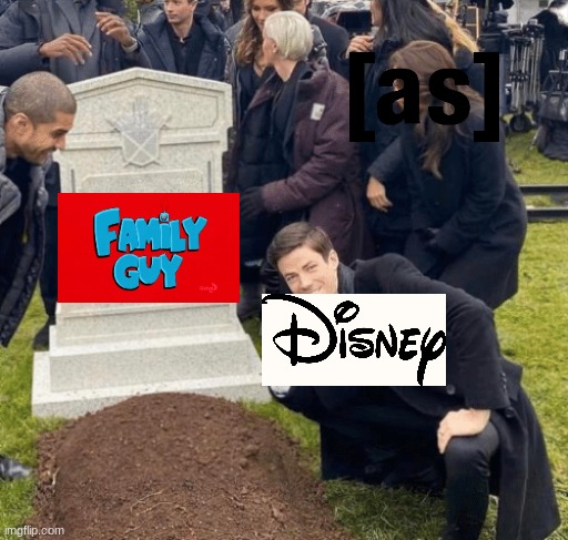 Why Disney Why? | image tagged in grant gustin over grave,disney,family guy,adult swim | made w/ Imgflip meme maker