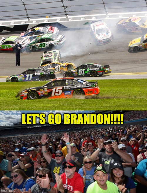 Let's go Brandon!!! | LET'S GO BRANDON!!!! | image tagged in cruz nascar,joe biden | made w/ Imgflip meme maker