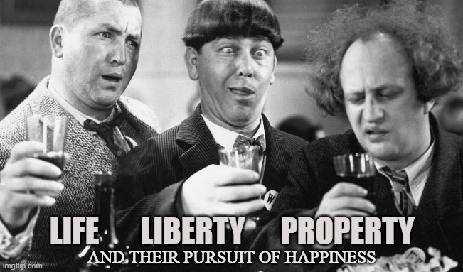 Freedom to Fail |  LIFE       LIBERTY      PROPERTY; AND THEIR PURSUIT OF HAPPINESS | image tagged in three stooges,life,liberty,property,pursuit,fail | made w/ Imgflip meme maker