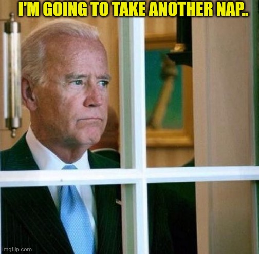 Sad Joe Biden | I'M GOING TO TAKE ANOTHER NAP.. | image tagged in sad joe biden | made w/ Imgflip meme maker