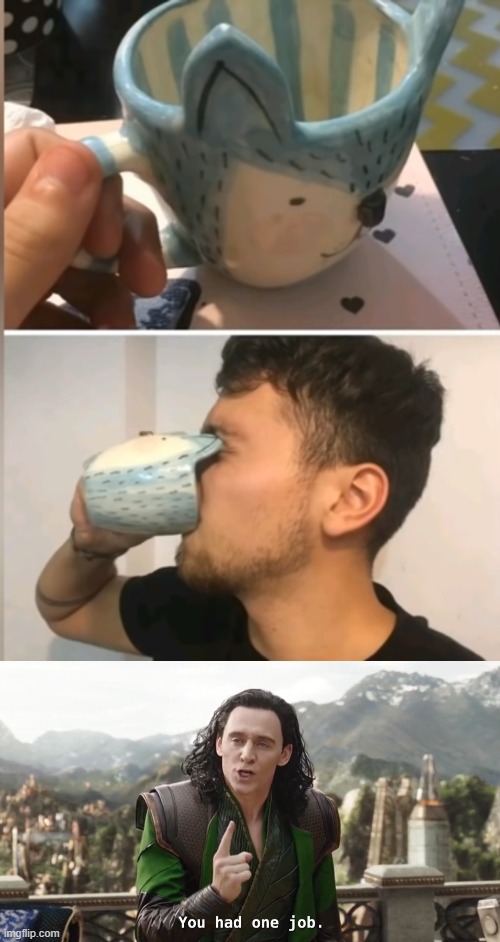 Nice cat cup | image tagged in you had one job just the one | made w/ Imgflip meme maker