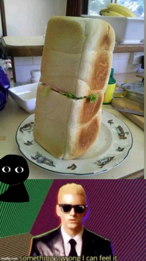 Making a huge sandwich SMH | image tagged in something's wrong i can feel it | made w/ Imgflip meme maker