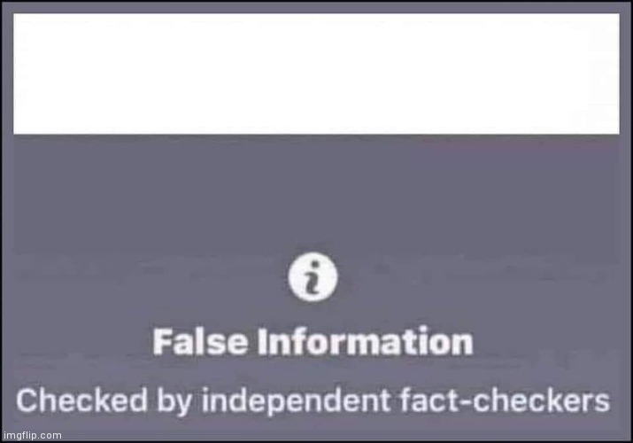false information checked by independent fact-checkers | image tagged in false information checked by independent fact-checkers | made w/ Imgflip meme maker