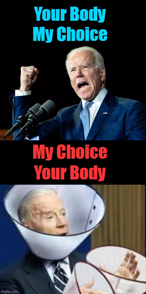 BIDEN = Beyond Incompetent Democrat Enough Nonsense | My Choice; Your Body; My Choice; Your Body | image tagged in political meme,joe biden,incompetence,dementia,control,nonsense | made w/ Imgflip meme maker