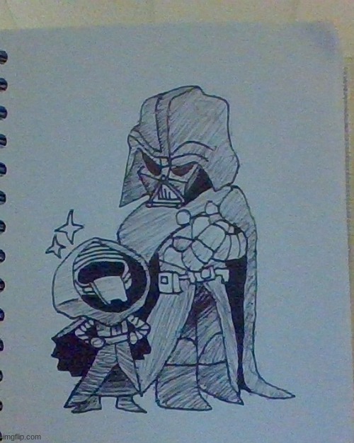 baby kylo with grandpa vader (my drawing) | image tagged in kylo ren,darth vader | made w/ Imgflip meme maker