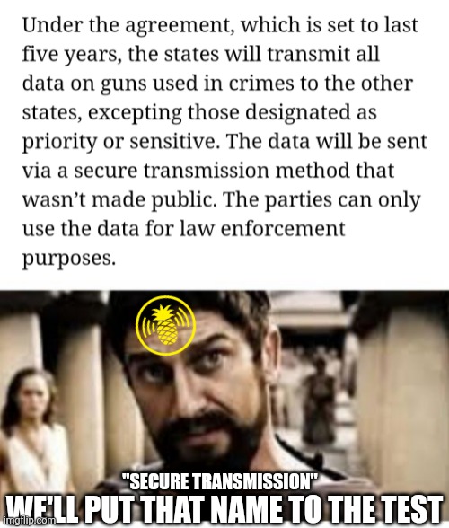 IANAHB2 Track4 | WE'LL PUT THAT NAME TO THE TEST; "SECURE TRANSMISSION" | image tagged in 300,lol so funny,wifi drops | made w/ Imgflip meme maker