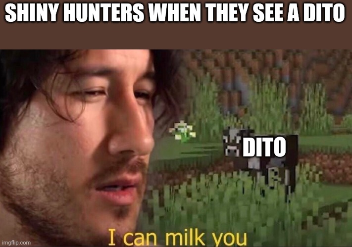 I can milk you (template) | SHINY HUNTERS WHEN THEY SEE A DITO; DITO | image tagged in i can milk you template | made w/ Imgflip meme maker