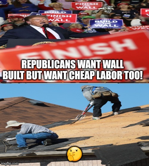 Hurricane Ida | REPUBLICANS WANT WALL BUILT BUT WANT CHEAP LABOR TOO! 🤔 | made w/ Imgflip meme maker