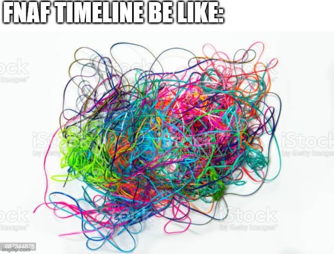 FNAF TIMELINE BE LIKE: | image tagged in fnaf,timeline,string,tangled | made w/ Imgflip meme maker