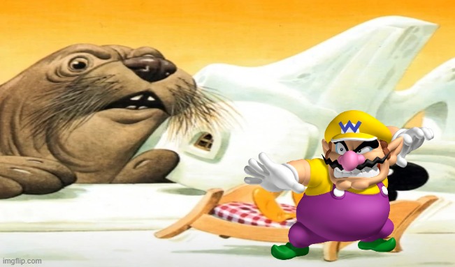 wario trys to fight Giant Walrusafter getting smash by a Igloo and  dies | image tagged in wario dies,pingu,wario,memes | made w/ Imgflip meme maker