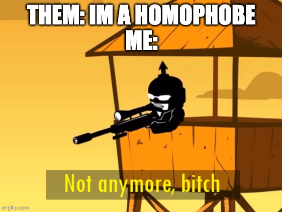 tankmen go brrrrrrrrrrrrtt | THEM: IM A HOMOPHOBE
ME: | image tagged in not anymore bitch | made w/ Imgflip meme maker