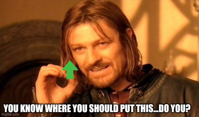Passive aggressive Boromir be like: | YOU KNOW WHERE YOU SHOULD PUT THIS...DO YOU? | image tagged in memes,one does not simply | made w/ Imgflip meme maker