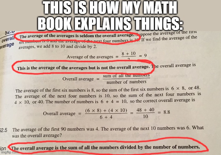 Just read the circled sentences. This was literally in my Algebra 1 lesson this morning for real XD | THIS IS HOW MY MATH BOOK EXPLAINS THINGS: | image tagged in math,stupid,why | made w/ Imgflip meme maker