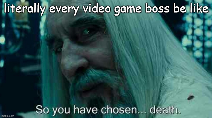 yes | literally every video game boss be like | image tagged in so you have chosen death | made w/ Imgflip meme maker