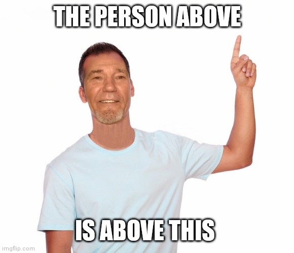 point up | THE PERSON ABOVE; IS ABOVE THIS | image tagged in point up | made w/ Imgflip meme maker