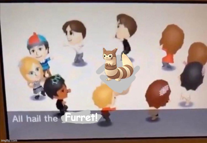 all hail the furret | Furret! | image tagged in all hail the garlic,nope,hail,furret,wait what,stop reading the tags | made w/ Imgflip meme maker
