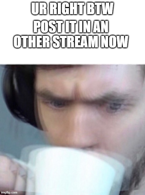 Concerned Sean Intensifies | UR RIGHT BTW POST IT IN AN OTHER STREAM NOW | image tagged in concerned sean intensifies | made w/ Imgflip meme maker