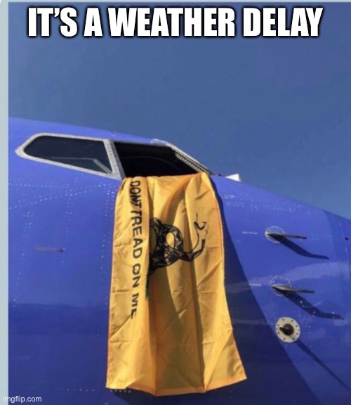 Sick day | IT’S A WEATHER DELAY | image tagged in airlines | made w/ Imgflip meme maker