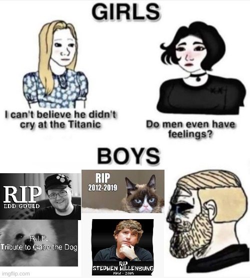 Do men even have feelings | image tagged in do men even have feelings,memes,rip | made w/ Imgflip meme maker