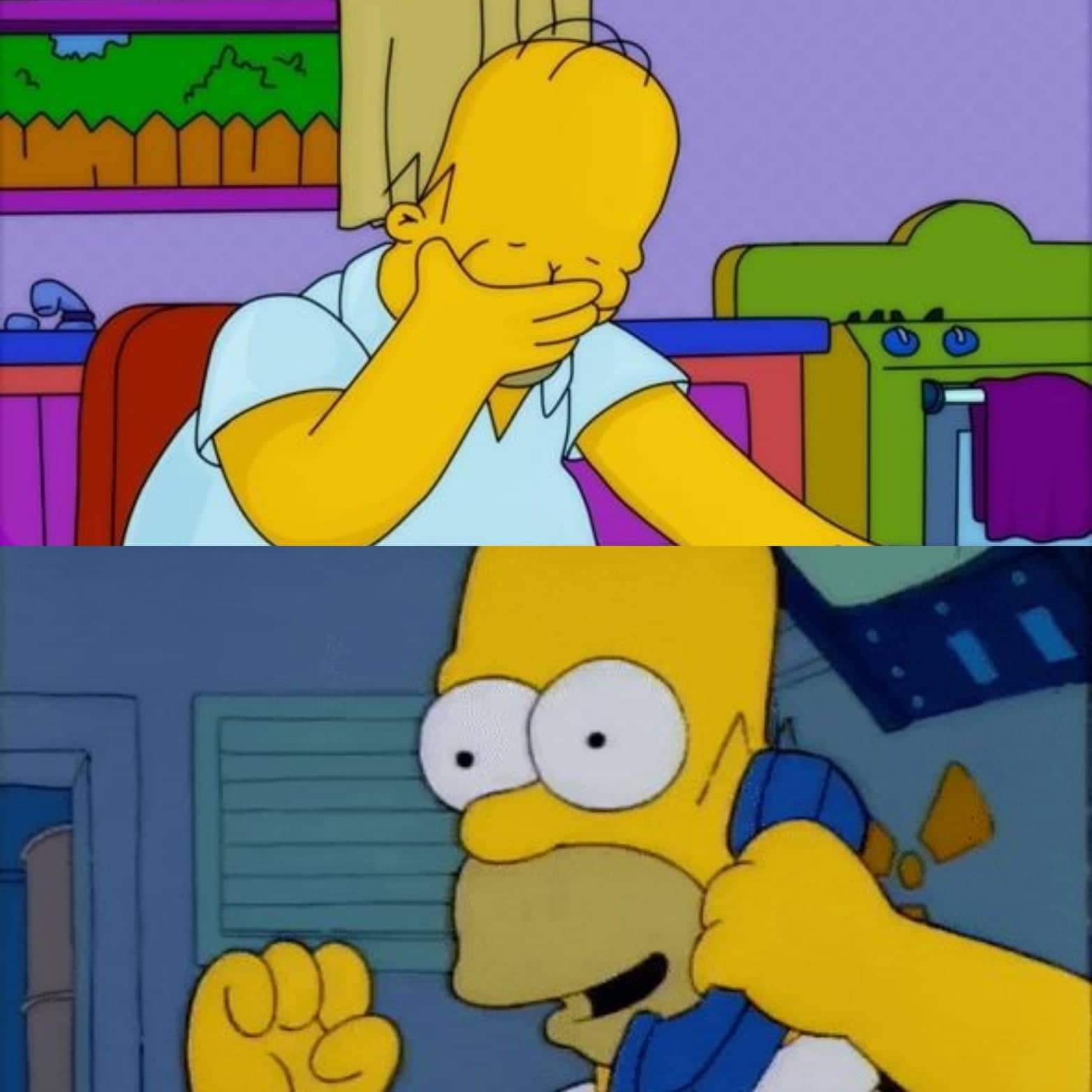 Disappointed Homer, Excited Homer Blank Meme Template