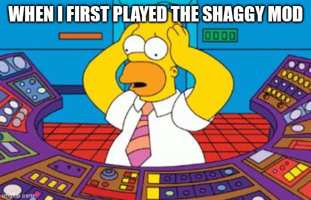 It felt like that didnt it | WHEN I FIRST PLAYED THE SHAGGY MOD | image tagged in homer simpson plant buttons | made w/ Imgflip meme maker
