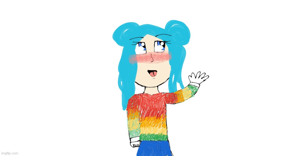Rainbow girl | image tagged in rainbow,drawing,art,cute,blue hair | made w/ Imgflip meme maker