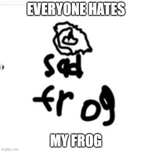 sad frog | EVERYONE HATES; MY FROG | image tagged in sad frog | made w/ Imgflip meme maker