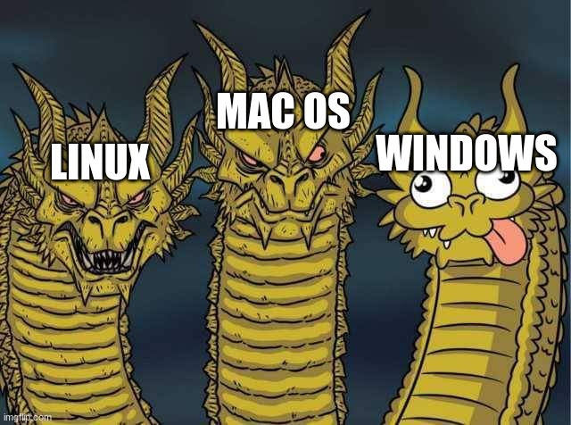 Hydra | MAC OS; WINDOWS; LINUX | image tagged in hydra | made w/ Imgflip meme maker