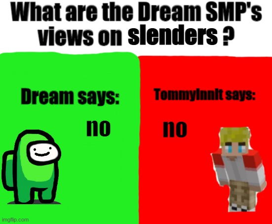 no. | slenders; no; no | image tagged in dream smp views | made w/ Imgflip meme maker